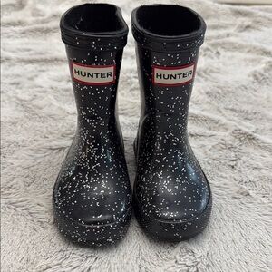 Hunter Black and White Speckle Boots
